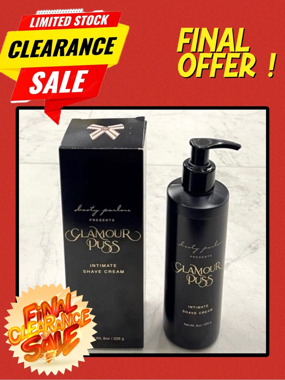 NIB - BOOTY PARLOR GLAMOUR PUSS INTIMATE SHAVING CREAM